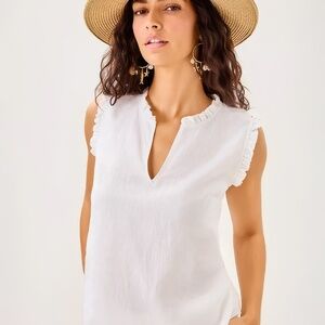 Lilly Pulitzer Kavalla Sleeveless Ruffle Top